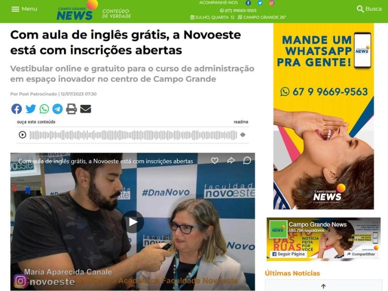 COM AULA DE INGLÊS INCLUSA, A NOVOESTE ESTÁ COM INSCRIÇÕES ABERTAS