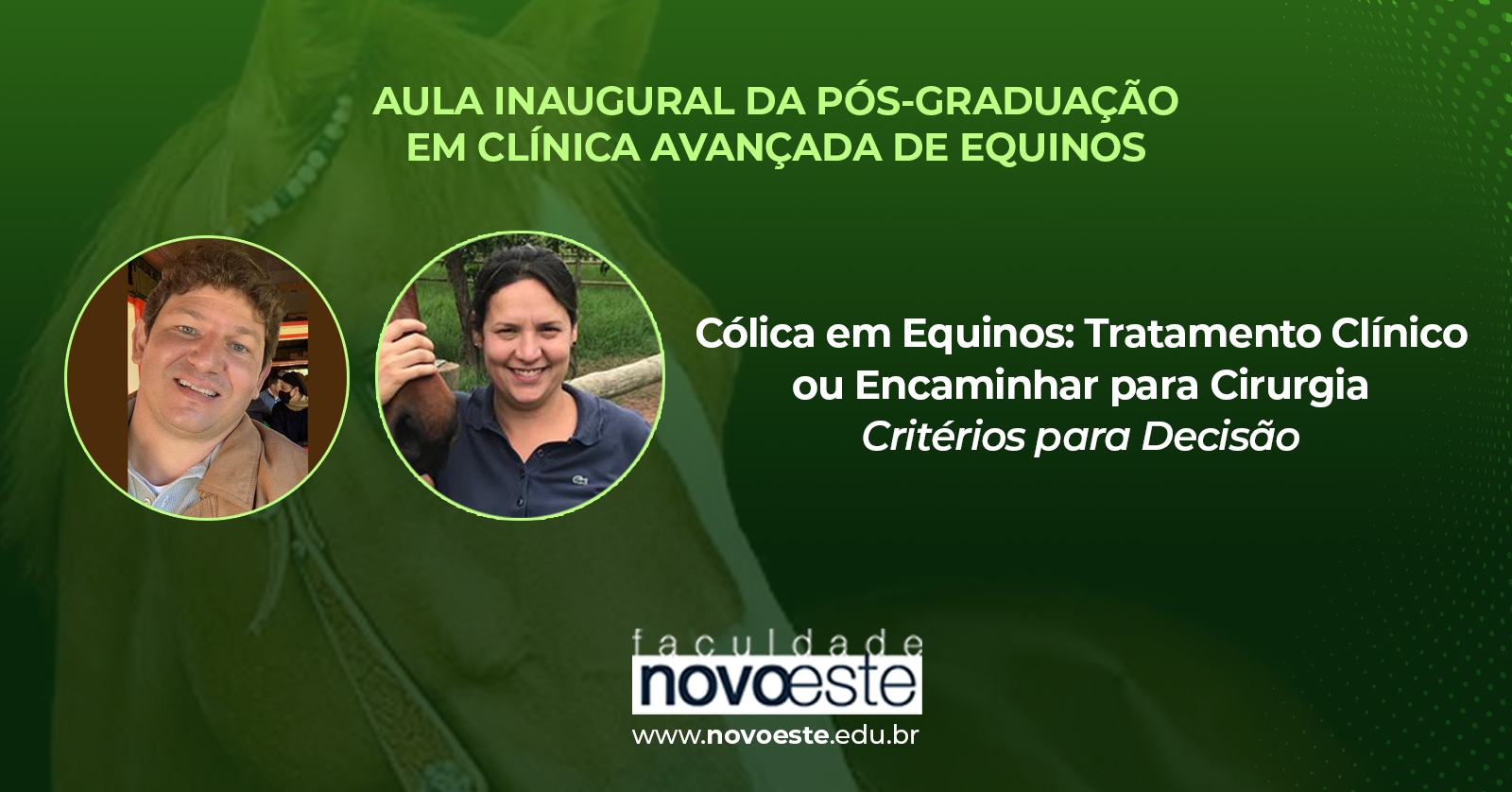 Palestra: Cólica em Equinos: Tratamento Clínico ou Encaminhar para Cirurgia - Critérios para Decisão